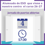 Curso 26-27 ESO: Jornada de puertas abiertas